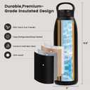 32 oz Insulated Stainless Steel Water Bottle, Double Wall with Handle thermo flask, BPA-Free, Keeps Cold 24H Hot 12H, Durable sport water bottle for Yoga, Hiking, Gym, Office, Black