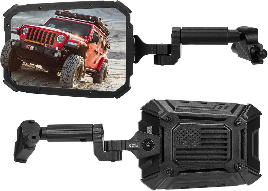 JOYTUTUS Mirrors Doors Off for 2018-2023 Wrangler JL/JLU & Gladiator JT (NOT FIT 2024 2025 Wrangler & Gladiator JT), Adjustable Anti-Vibration Design with Universal Ball Adapter for Phone Mounts