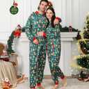 ANGELGGH Family Matching Christmas Onesie, Cute Vacation Reindeer Print One Piece Pajamas, Hooded Holiday Sleepwear Nightwear