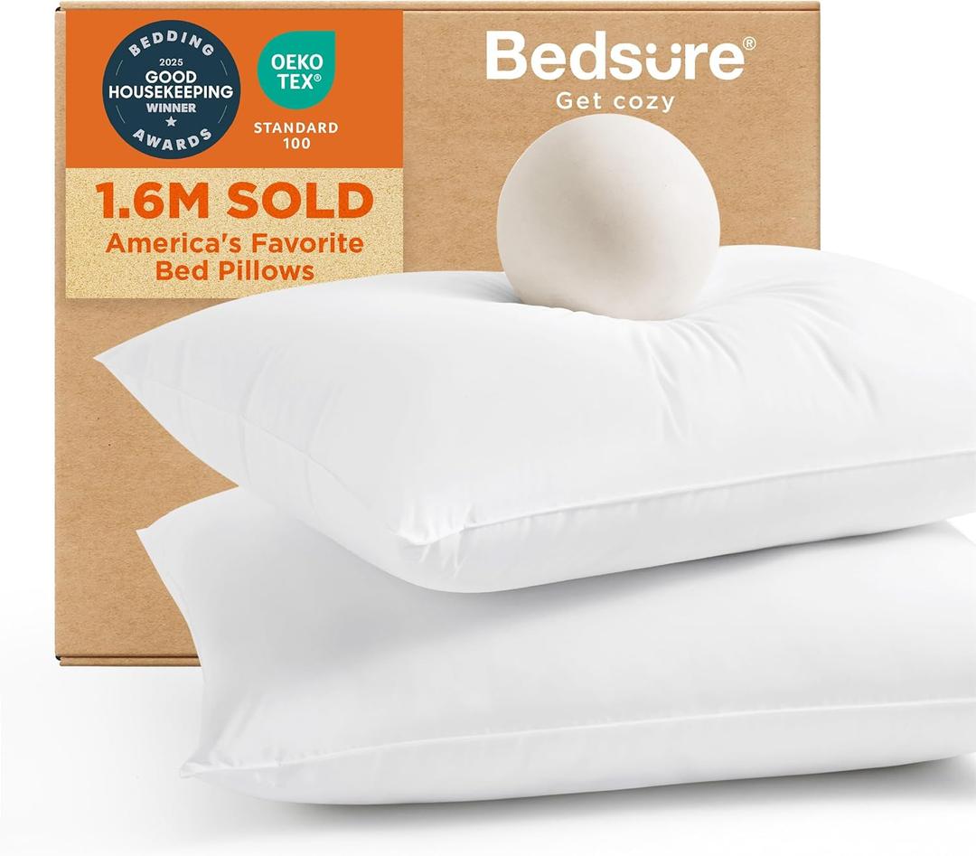 Bedsure Medium Firm King Pillows 2 Pack, Bed Pillows for Sleeping King Size Set of 2, Hotel Quality Premium Down Alternative for Medium Supportive Filling for Side, Back Sleepers