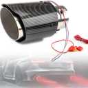 2.25 Inch LED Exhaust Tip Tailpipe Tip 60mm Straight Carbon Fiber Style Bolt Clamp On for Cars HTRACING (Red Light)