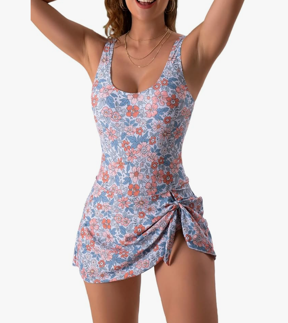 Eomenie One Piece Swimdress Swimsuits for Women Tummy Control Swim Dresses Skirt Bathing Suit Size XL