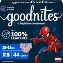 Goodnites Boys' Nighttime Bedwetting Underwear, Size Extra Small (28-43 lbs), 44 Ct (2 Packs of 22)