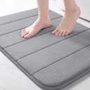 Yimobra Memory Foam Bath Mat, Super Soft Absorbent Bathroom Rug Non Slip, Quick Dry, Machine Washable Floor Carpet for Tub Shower, Home Decor Accessories, 24x17, Grey