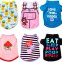 SATINIOR 6 Pcs Dog Clothes Printed Doggie Shirts Puppy T-Shirts Cute Pet Cotton Clothes Doggie Shirt for Small Medium Dog Apparel Summer Christmas(S)