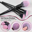 Bueart Design 18Pcs Pro Deluxe Fuchsia Pink Black Makeup Brushes set with Travel Make up Brush Holder case Foundation concealer contour Blush eyeshadow face make up brush set
