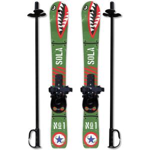 SOLA Kids Ski Set – Beginner Cross Country Skis with Poles and Adjustable Bindings for Ages 3–4, Backyard Winter Fun