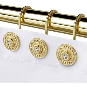 Gold Shower Hooks & Rings Set of 12 - Rust Proof Metal Decorative Hangers for Bathroom Shower Curtain Rod