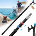 Fiberglass Telescoping Boat Hook for Docking, Insulated Floating Push Pole with Non-Slip Rubber Tip, Scratch-Resistant & Sturdy, Lightweight, 3/4" Thread Screw End, 10FT Fiberglass Telescoping Pole With Boat Hooks