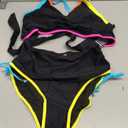 Blooming Jelly Womens High Waisted Bikini Sets Drawstring Tummy Control Swimsuits Crisscross Tie Back Bathing Suit