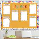 96 Pcs Science Fair Board Supplies 60 Trim Scalloped Poster Boards 24 Presentation Border Stickers 4 Self Adhesive Project Titles 8 Letter Sticker for Classroom Display(Oh Happy Day Style)