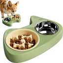Slow Feeder Dog Bowls, Stainless Steel Water Bowl, Slow Eating Dog Bowls Breed Set, Slow Feeder Dog Puppy Bowls Anti-Choking for Medium Small Breed Size Dogs and Cats, Green