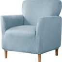 Velvet Banquet Armchair Slipcovers Soft Chair Covers Armchair 1-Piece Stretch Chair Covers for Living Room Nonslip Outdoor Armchair Slipcover Kids Pets Friendly Furniture Protector,Light Blue