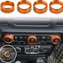 Voodonala Air Conditioner Headlight Center Consoles Switch Knob Cover Trim for 2018-2025+ Jeep Wrangler JL JLU Gladiator JT 4xe Interior Accessories Orange Aluminum Alloy 4pcs (Regular)