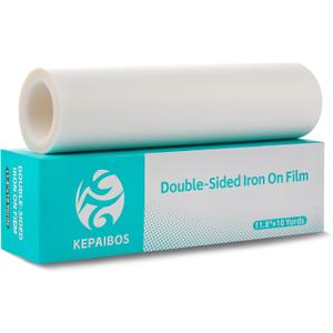 KOPAIBOS Double-Sided Iron-On Adhesive Film for Sewing & Crafts, 11.8 Inches x 10 Yards, Medium Weight, Elastic Fusible Interfacing with Backing Paper, Heat Bond Fabric Glue for Applique & Hemming