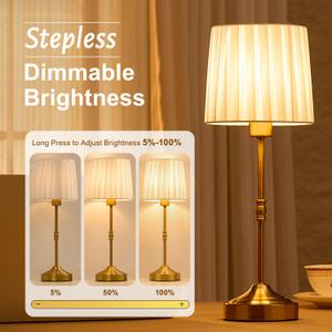 SAIWEYA Cordless Table Lamp Rechargeable, 5200mAH Battery Operated & 3-Way Dimmable Touch Lamps, Vintage Desk Lamps for Bedroom Beside, Dining Room, Kitchen Countertop, Patio, Dorm, Fabric Shade