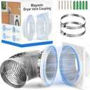 Magnetic Dryer Vent Coupling, Airtight Seal Strong Magnet Dryer Vent Connector Kit Quick Connect Disconnect Easy to Clean Flexible Hose Exhaust Duct Adapter Attachment with Clamps Screws