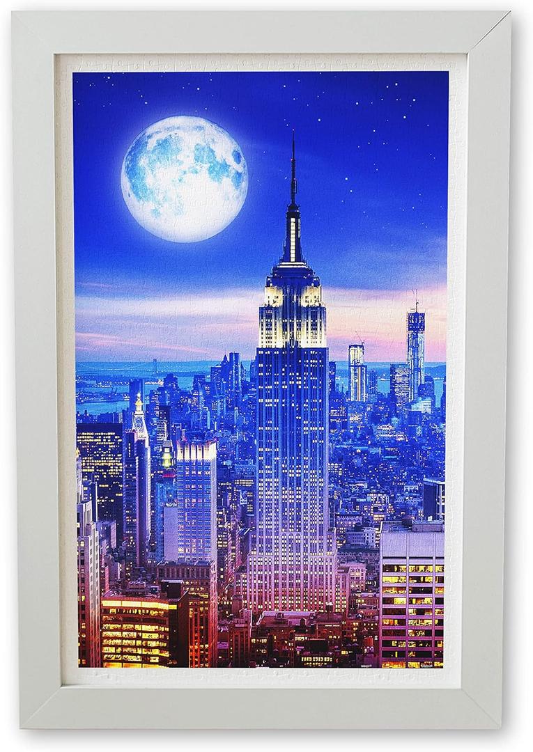 Pintoo Jigsaw Puzzles 1000 Piece for Adults - Moon Night Series - New York Building Beautiful Plastic Puzzle for Home Decor Zero Dust Easy Storage [H2653]