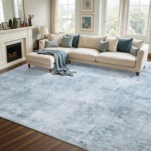 8x10 Ft Large Area Rugs for Living Room, Soft Non-Slip Washable Rugs Modern Abstract Pattern Carpet for Bedroom Indoor Floor Nursery Home Decor (Blue)