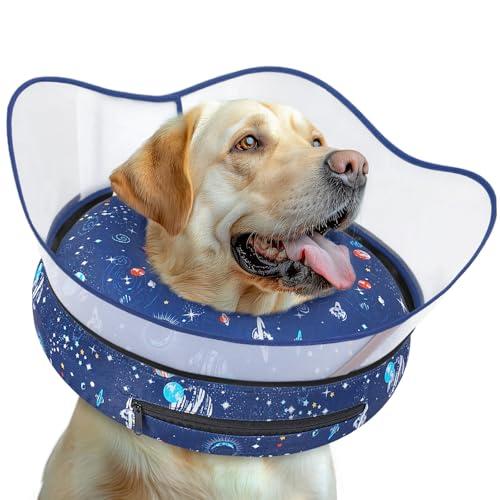 Toptakeit Elevated Inflatable Dog Cone Collar to Stop Licking, Dog Donut Collar After Surgery, Soft Pet Cone Alternative for Small Medium Large Dogs, L