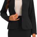 Allegra K Suits 2 Piece Skirt Set for Women's Business Office Outfits Collarless Blazer Pencil Skirts Suit Sets (3X-Large, Black)