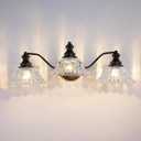 Vintage Bathroom Vanity Light Fixtures - 3 Light Bathroom Lighting Over Mirror,Black Restroom Light Fixture with Glass Shade,Antique Wall Sconce Over Mirror, Mid Century Bath Sink Lights