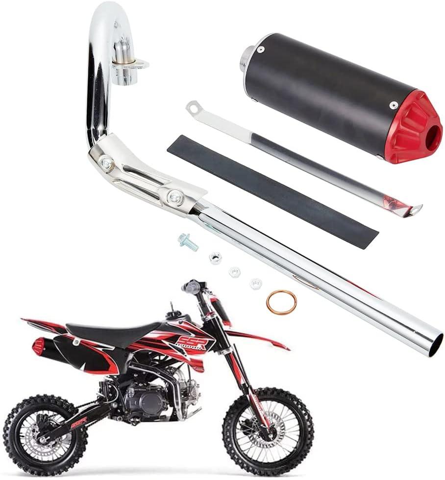 28mm High Performance Exhaust Muffler Silencer Pipe Assembly kit Dirt Bike Motocross CRF50 SSR (Red+Black)