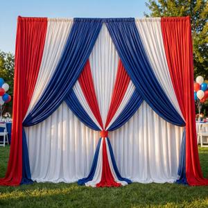 HunnmingRe 6 Pcs 4th of July Backdrop Decorations 2.5 x 10 ft Patriotic 250th Anniversary Red White Blue Background Curtain Memorial Day Backdrop for Independence Day Outdoor Decor