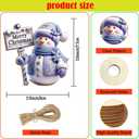 2 x Christmas Snowman Ornaments Set, 30 Pieces, Wood Holiday Tree Decorations, Purple Blue White Design with Signs