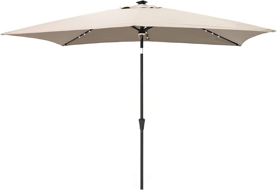 C-Hopetree Rectangular Outdoor Patio Market Umbrella with Solar LED Lights 6.5 x 10 ft