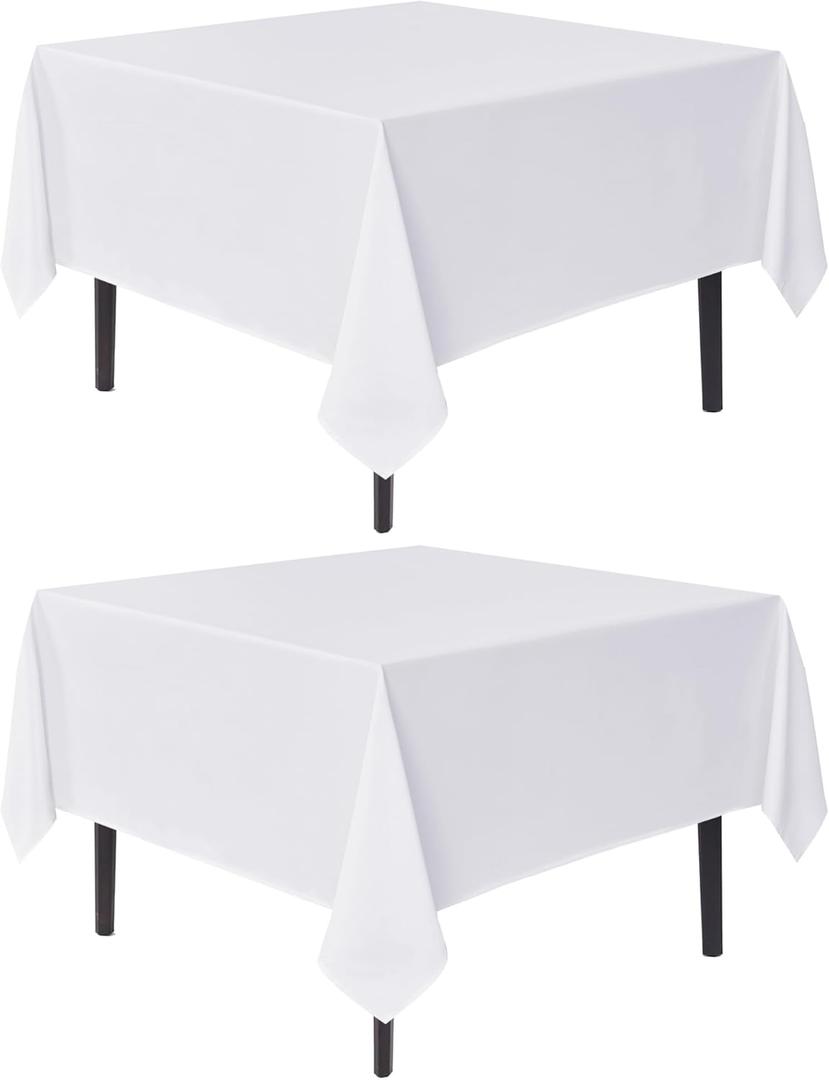 sancua White Large Square Tablecloths 85x85 Inch, 2 Pack - Fabric Table Cloth for Square or Round Tables, Washable Polyester Table Cover for Outdoor Party, Birthday, Buffet, Resturant