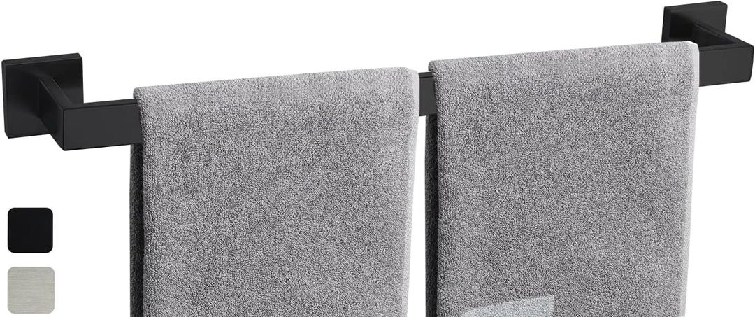 24 Inch Towel Bar for Bathroom 12/16/24/28/32/36 Inch Kitchen Towel Holder Matte Black Towel Rod Wall Mounted SUS304 Rustproof Towel Rack Modern Square Design (1, Matte Black, 24 Inch)