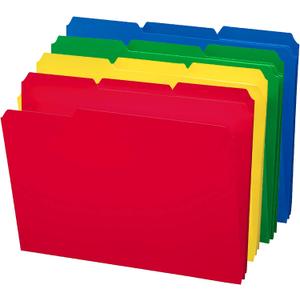 Smead Poly File Folder, 1/3-Cut- Tab Letter Size, Assorted Colors, 24 per Box (10500)