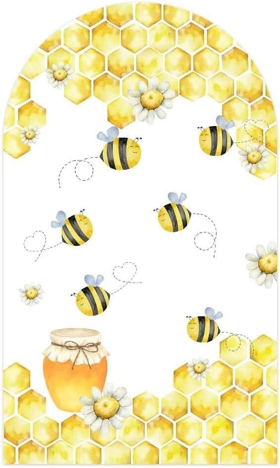KONPON Honey Bee Arch Stretchy Covers for Birthday Party Decoration Honeycomb Honeypot Arched Stand Cover Baby Shower Favors Props(Only Cover) (Kp-gx-2017)