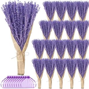 Yunlly 18 Bunches Dried Lavender Bundles 15.7 Inch Natural Dried Lavender Flowers 1440-1620 Stems Total for Wedding Decoration, Flower Arrangements DIY Crafts Photo Props Home Fragrance Gift for Her