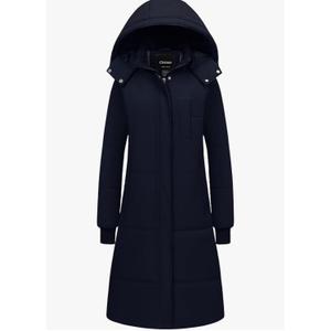 Chrisuno Women's Long Winter Coat Waterproof Fleece Lined Puffer Jacket Thicken Quilted Insulated Parka with Hood XL