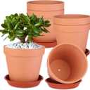 6 Pack 6 Inch Terracotta & Clay Pots with Saucer for Plants, Large Terra Cotta Plant Pot with Drainage Hole, Flowerpot for Indoor Outdoor Plants, Crafts, Wedding Favor, Medium