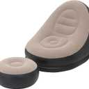 Inflatable Lounge Chair for Adults, Portable Folding Inflatable Blow Up Couch with Foot Stool, Lazy Flocking Recliner Chair Air Sofa for Indoor Outdoor Travel Camping (No Pump)(Coffee)