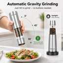 StarOcean Rechargeable Electric Salt and Pepper Grinder Set with USB-C Charging Base, Stainless Steel Automatic Gravity Grinders, 5 Adjustable Coarseness, Kitchen Gift