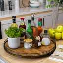 AMH 18-Inch Farmhouse Oak Lazy Susan Organizer, Walnut Finish
