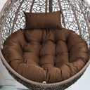Outdoor Egg Chair Cushion Only 35.4 Inch Thicken Swing Chair Cushions with Pillow Hanging Egg Chair Cushion Replacement for Patio Hanging Basket Chair(Brown)