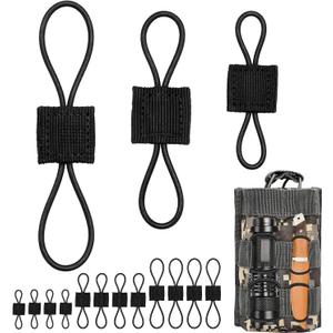 15PCS Tactical Bag Molle Attachment,3 Sizes Elastic Molle Webbing Binding Ribbons, Molle Backpack Attachments for Backpack and Outdoor Bag (Black)