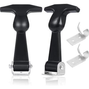 Mudder 2 Pcs Elastic Stainless Steel Rubber Hood Catch Flexible T-Handle Hasp Rubber Flexible Draw Latches with Brackets for Tool Cabinet, Vehicle Engine, Hood