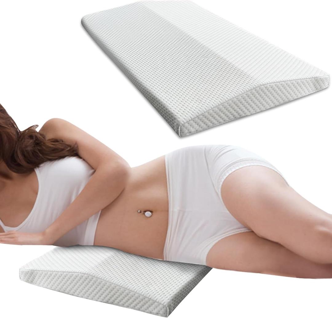 Almohada de apoyo lumbar para cama, almohada de espuma viscoelstica para dormir, cojn de soporte de cintura, almohada de espalda baja para aliviar el dolor de espalda, color blanco