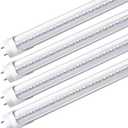 LightingWill LED T8 Light Tube 4FT, Daylight White 5000K, Dual-End Powered Ballast Bypass, 2000Lumen 18W (40W Equivalent Fluorescent Bulb Replacement), Clear Cover, AC85-265V Lighting Fixture, 4 Pack