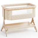 Pamo babe Bedside Bassinet for Baby, 3-in-1 Foldable Travel Bassinet with Wheels, Portable Baby Bassinet Adjustable Height, Storage Bag, Baby Bedside Sleeper Ideal Gift for Newborn Parents