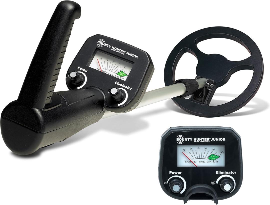 Bounty Hunter Junior Metal Detector for Kids, Lightweight & Adjustable Treasure Hunter with 6.5" Coil, Beep Alerts & Discrimination Mode, Beginner Detector for Ages 6+, Made in USA