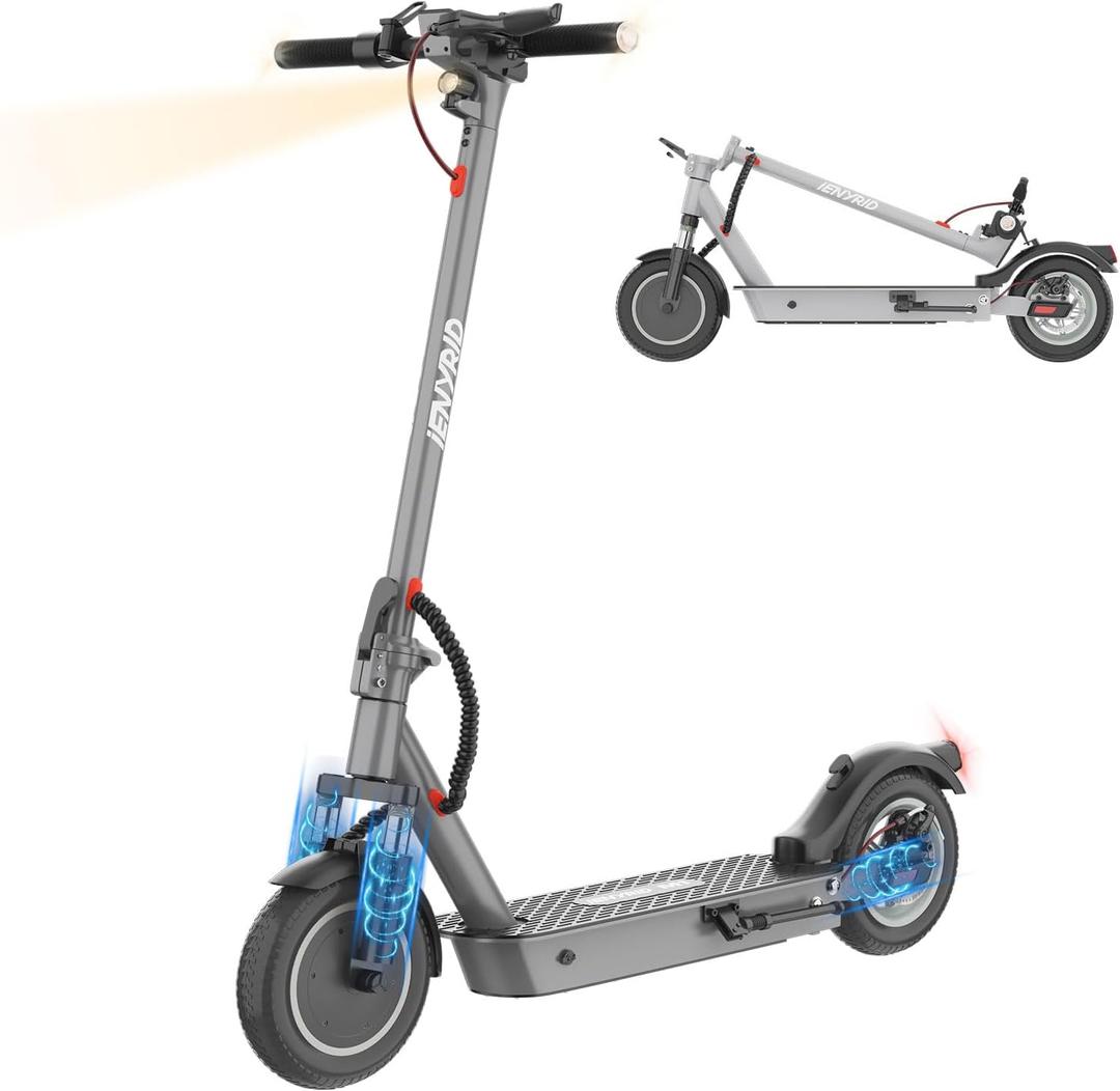 iENYRID Adults Electric Scooter, 800w Peak Outuput Motor(500w substained), 22mph Speed 22miles Max Range, 10'' Solid Tires, Turn Signals, Dual Suspensions, Portable Lightweight E Scooter -M1