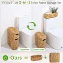 Livole 2-in-1 Toilet Paper Basket with Lid Water Hyacinth Toilet Paper Storage - 16 Regular Rolls or 12 Mega Rolls Large Natural Toilet Paper Organizer for Bathroom