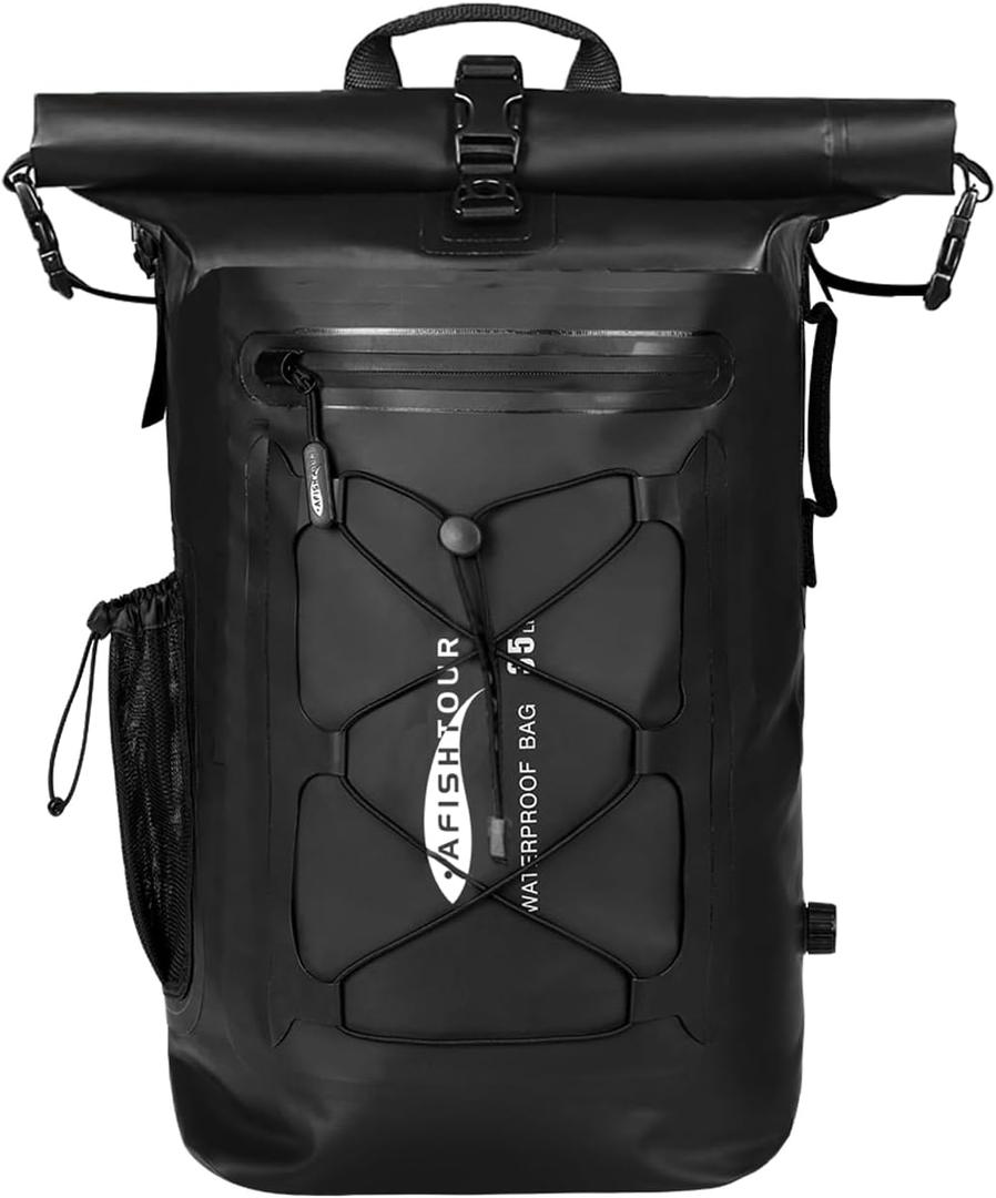 Waterproof Backpack for Men and Women - Roll-Top Floating Dry Bag Backpack for Kayaking, Rafting, Boating, Beach (Black), Black, 35 l, Fashion